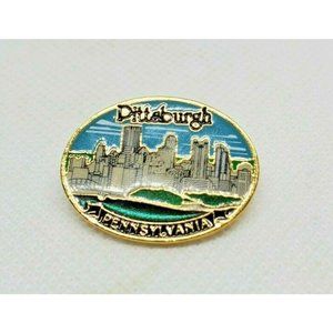 Pittsburgh Pennsylvania City Line Gold Star Photography Lapel Button Hat Pin